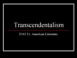 Tenets of transcendentalism
