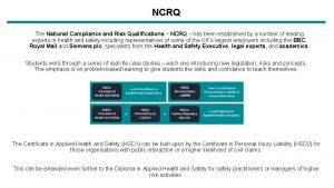 National compliance and risk qualifications