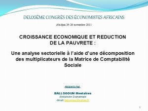 DEUXIME CONGRS DES CONOMISTES AFRICAINS Abidjan 24 26
