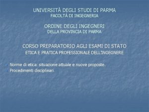 UNIVERSIT DEGLI STUDI DI PARMA FACOLT DI INGEGNERIA