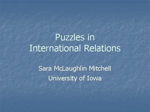 Puzzles in International Relations Sara Mc Laughlin Mitchell