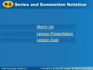 Series in sigma notation