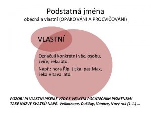 Podstatn jmna obecn a vlastn OPAKOVN A PROCVIOVN