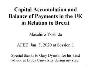 Capital Accumulation and Balance of Payments in the