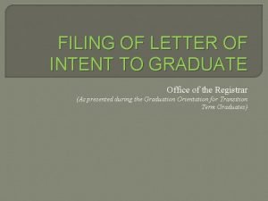 Intent to graduate form