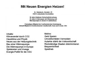 Mit Neuen Energien Heizen Dr Steinbock Schulstr 29