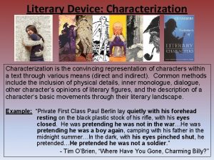 Is characterization a literary element