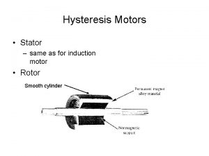 Hysteresis Motors Stator same as for induction motor