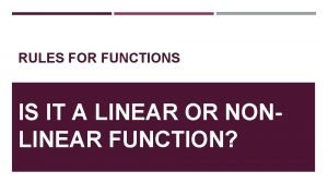 Characteristics of linear functions