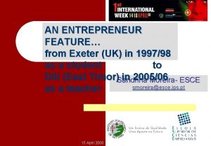 AN ENTREPRENEUR FEATURE from Exeter UK in 199798