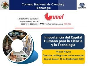 Consejo Nacional de Ciencia y Tecnologa Importancia del