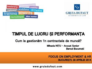 TIMPUL DE LUCRU I PERFORMANA Cum le gestionm