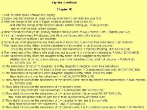 Vayikra Leviticus Chapter 18 1 And Ha Shem