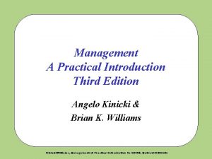Management A Practical Introduction Third Edition Angelo Kinicki