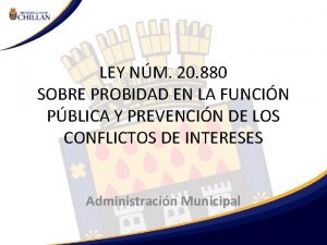 LEY NM 20 880 SOBRE PROBIDAD EN LA