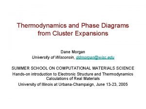 Thermodynamics and Phase Diagrams from Cluster Expansions Dane