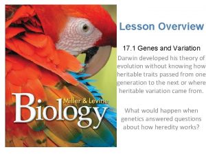 Lesson Overview 17 1 Genes and Variation Darwin
