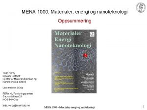 Materialvitenskap for energi- og nanoteknologi