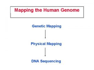 Mapping the Human Genome Genetic Mapping Physical Mapping