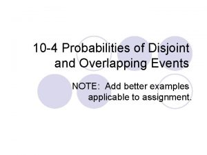 Disjoint and overlapping events worksheet