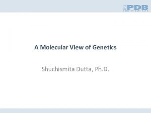 A Molecular View of Genetics Shuchismita Dutta Ph
