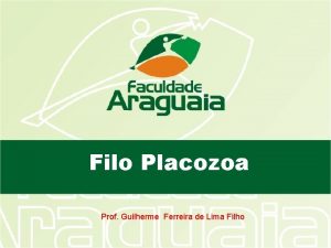 Filo Placozoa Prof Guilherme Ferreira de Lima Filho