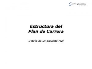 Estructura del Plan de Carrera Detalle de un