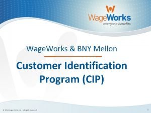 Wage Works BNY Mellon Customer Identification Program CIP