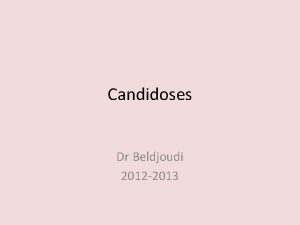 Candidoses Dr Beldjoudi 2012 2013 Plan A Dfinition