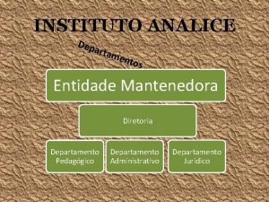 INSTITUTO ANALICE Dep ar tam ento s Entidade