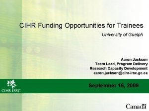 Cihr funding opportunities Cihr funding opportunities