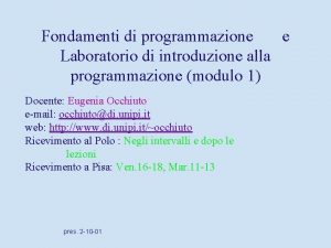 Fondamenti di programmazione e Laboratorio di introduzione alla