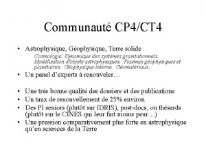 Communaut CP 4CT 4 Astrophysique Gophysique Terre solide