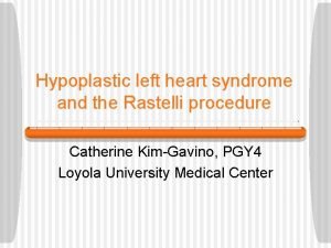 Hypoplastic left heart syndrome and the Rastelli procedure