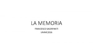 LA MEMORIA FRANCESCO SAGRIPANTI UNIMC 2016 E forse