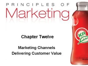 Chapter Twelve Marketing Channels Delivering Customer Value Copyright