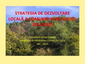 STRATEGIA DE DEZVOLTARE LOCAL A COMUNEI GURA CALIEI