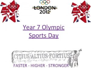 Year 7 Olympic Sports Day FASTER HIGHER STRONGER
