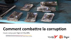 Comment combattre la corruption Cours conu par Digni