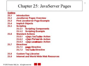 Chapter 25 Java Server Pages Outline 25 1