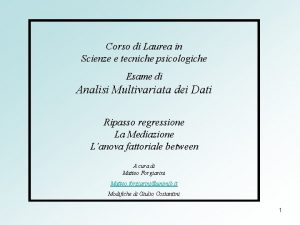 Corso di Laurea in Scienze e tecniche psicologiche