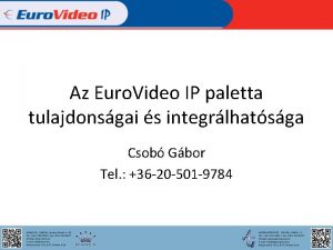 Az Euro Video IP paletta tulajdonsgai s integrlhatsga