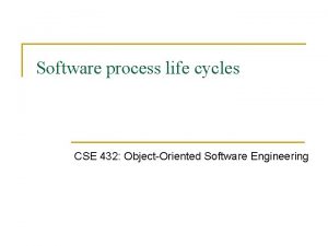 Software process life cycles CSE 432 ObjectOriented Software