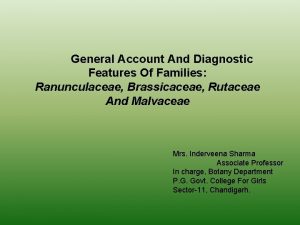 Diagnostic features of ranunculaceae