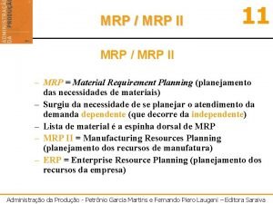 MRP MRP II 11 MRP MRP II MRP