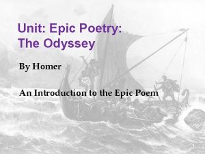 The odyssey and epic poetry: an introduction, part 1