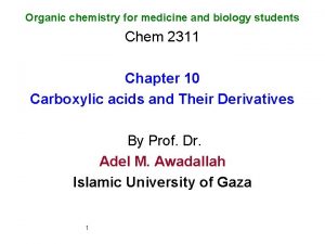 Organic chemistry for medicine and biology students Chem