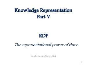 Knowledge Representation Part V RDF The representational power