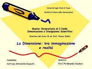 Universit degli Studi di Tramo Facolt di Scienze