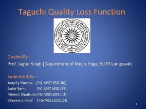 Taguchi loss function example